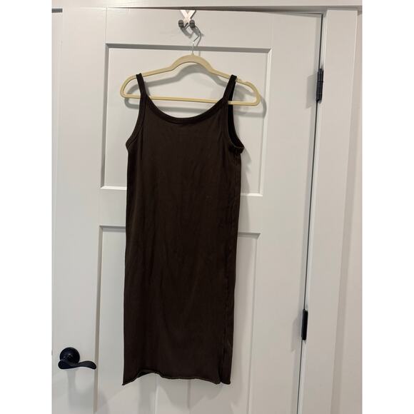 H&M Brown Ribbed Midi tank dress size Large - Picture 1 of 4